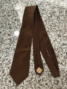 Lanvin Paris Brown Polka Dot Necktie